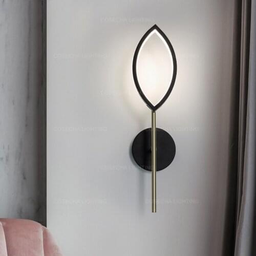 Black LED wall sconce modern bedside wall lamp indoor bedroom wall light interior decorative home light for bathroom living room
