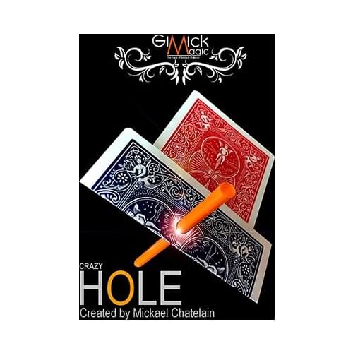 CRAZY HOLE Blue (Gimmick and Online Instructions) by Mickael Chatelain / close-up street card magic tricks wholesale