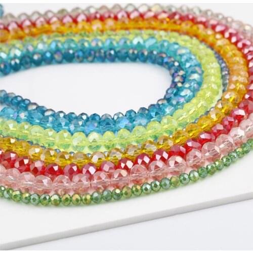 DoreenBeads 4/6/8mm Faceted Crystal Beads Round Colorful Glass Beads Loose Spacer Beads Jewelry Making DIY Bracelets,2Strands
