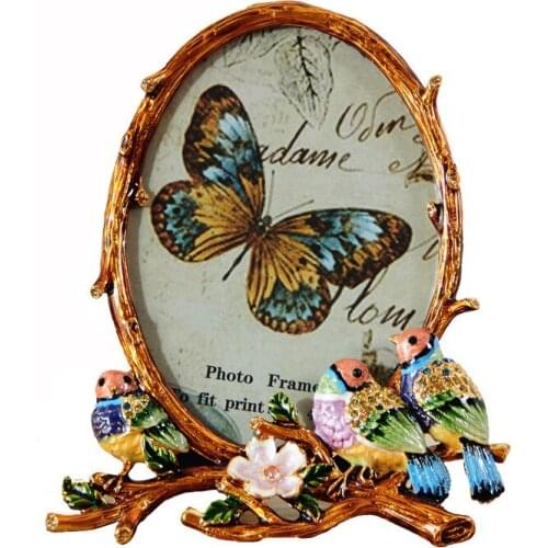 European classic zinc alloy photo frame set table creative childrens photo frame cuckoo enamel color photo frame