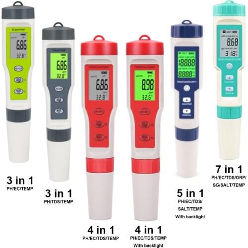 PH Meter TDS EC Temperature Tester ORP Salinity S.G Monitor Digital Water Quality Backlight For Pools Drinking Water Aquariums