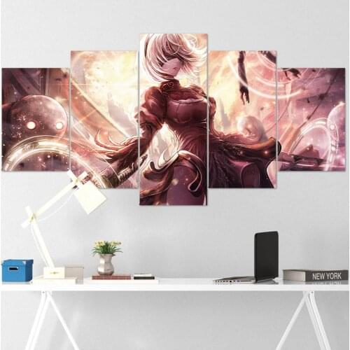 5 Piece Wall Art Canvas Prints Game Posters Sexy Girl Figure Picture Modern Home Decorative Framed Bedroom Decoration Paintings