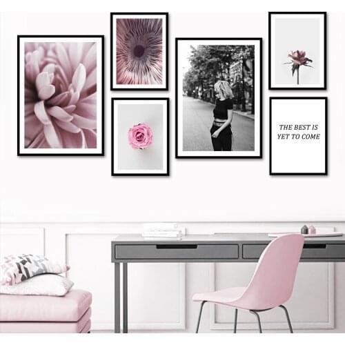 Red Dahlia Rose Flower Street Girl Modern Wall Art Canvas Painting Nordic Posters And Prints Wall Pictures For Living Room Decor