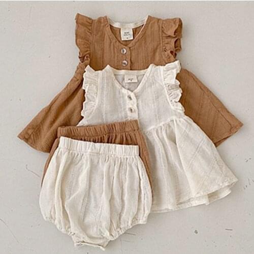 Ruffles Lace Baby Clothing Summer Girls Sleeveless Vest+PP Shorts Suit Toddler Girls Summer Set Vintage Children Outfits