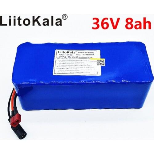 LiitoKala 36V battery 500W 18650 lithium battery pack 36V 8AH With bms Electric bike battery with PVC case for electric bicycle
