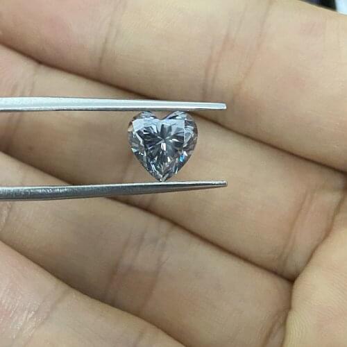 Meisidian GRA Heart Cut Gray Moissanite Diamond 4x4mm To 12x12mm VVS1 Clear Synthetic Stone Loose