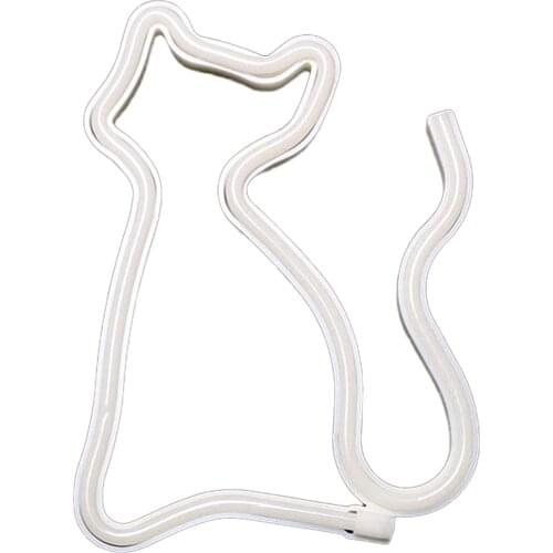 Cute Cat Shape Neon Sign USB/Battery Powered Always on Hanging Home Atmosphere Decoration LED Night Lights for Wall JA55