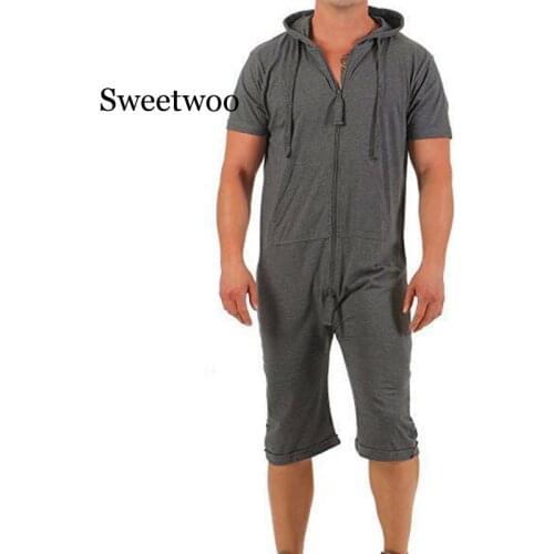 2020 mens jumpsuit One-piece Man Playsuit Summer Zipper Short Sleeve Male Jumpsuit Streetwear Overalls