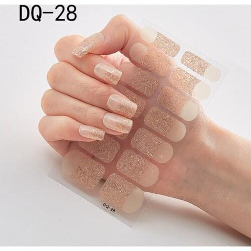 Lamemoria 1pcs Nail Art Wraps DQ28 Glitter Tips Full Self-adhesive Nail Decals Makep Beauty Nail Decorations Tattoo Manicure