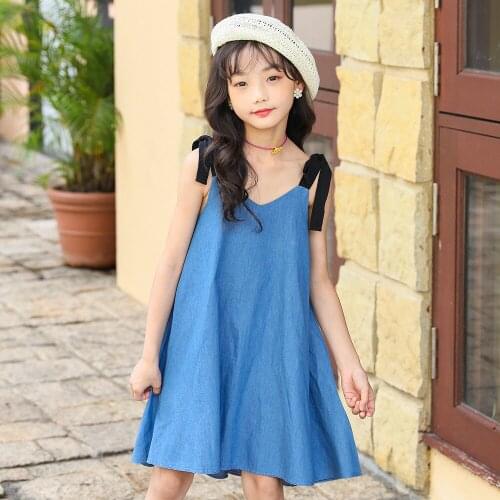 New Arrival 2020 Summer Girls Camisole Dresses Personality Baby Girls Summer Dresses Fashion Kids Denim Dresses for Girls, #9025