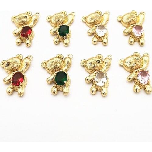 New arrival! 28x20mm 40pcs Copper/Crystal Bear Shape Charm for Ear DIY Making parts,Jewelry Accessories Findings & Component