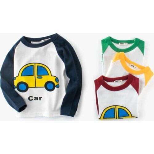 1-8T baby spring long sleeve t shirt for boys girls warm jacket cartoon car shirt infant autumn O-neck fashionable clothes tops
