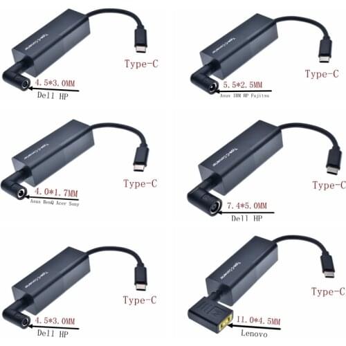 65W USB C Converter USB Type C Male Plug Connector to 5.5*2.1 4.0*1.7 7.4*5.0 4.5*3.0mm Female Jack Power Adapter for Laptops