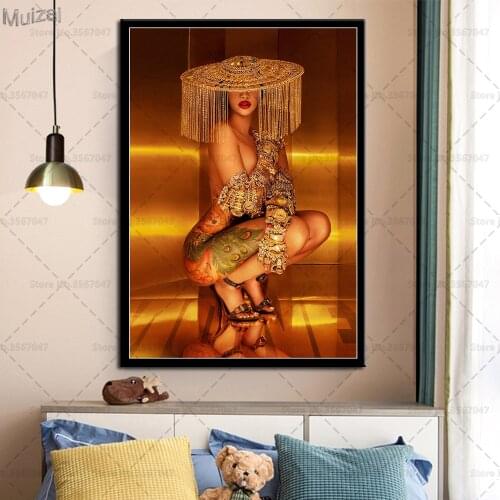 Posters and Prints Cardi B Rap Music Singer Rapper Wall Art Poster Canvas Painting Pictures for Home Decoration