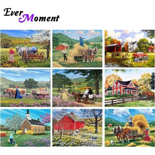 Ever Moment Diamond Painting Full Square Resin Drill Wall Art Decoration Gift Scenic Tree Paint By Diamond Embroidery ASF2252