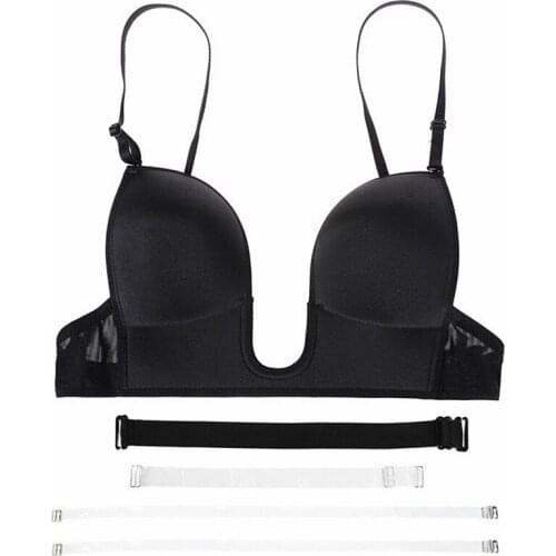 Sexy Push Up Strapless Bra U Neck Backless Bralette Fox Gathered Bras Underwear Women Bra Invisible Bra Lingerie Plus Size