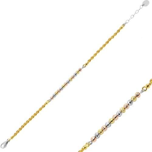 Silver 925 Sterling 3 Color Dorica Ball Bracelet