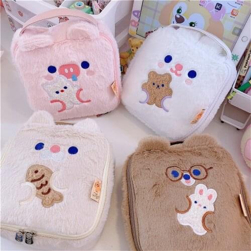 Cute Rabbit Cosmetic Case Plush Makeup Bag Girl Wash Bag Women Portable Bag toiletry Storage Travel Bags