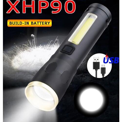 Super XHP90 powerful led flashlight 18650 Rechargeable tactical flashlight xhp90 usb flash light torch cree xhp70 led lantern