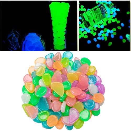 100pcs Garden Glow In The Dark Luminous Pebbles For Walkways Plants Aquarium Decor Glow Stones Fish Tank Garden Decoration