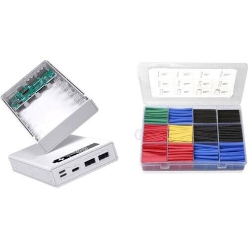 560Pcs Heat Shrink Tubing Insulation Tube Electrical Cable with 5 x 18650 Mobile Power Box Charging QC 3.0 PD Shell