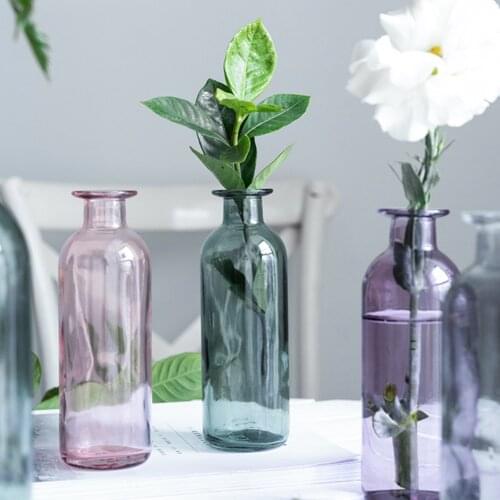 Vintage Style Clear Glass Bottle Small Container Terrarium Flower Table Vase Hydroponic Wedding Centerpiece Holder Home Decor