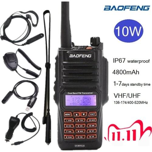 Waterproof Walkie Talkie 10W BAOFENG UV-9R PLUS CB Ham Radio Station VHF UHF Portable Transceiver Radio for Hunting 10-50KM uv9r