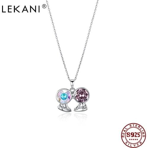 LEKANI 925 Sterling Silver Necklace For Women Curious Fickle Gemini Pendant With Austria Crystal 12 Constellations Series New