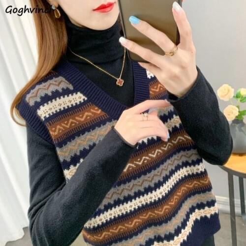 Sweater Vest Womens Simple All-match Streetwear Korean Style Leisure Jumper Retro Fashion Chic Female Ulzzang Comfortable Slim