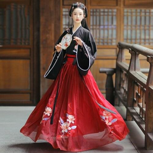 Female Hanfu Dress Chinese Style Traditional Costumes Improved Wei Jin Dynasty Fairy Clothes Ancient Festival Clothing DQL5062