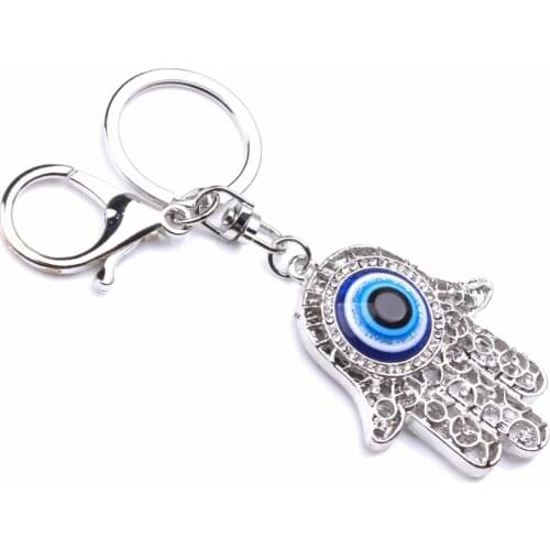 1pc Lucky Charm Amulet Hamsa Fatima Hand Evil Eyes Keychains Purse Bag Buckle Pendant For Car Keyrings key chains holder women