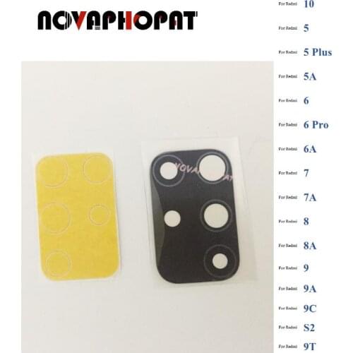 Novaphopat Black back big rear camera glass lens for Xiaomi Redmi 6 6A Note 7 S2 camera lens and sticker + tracking