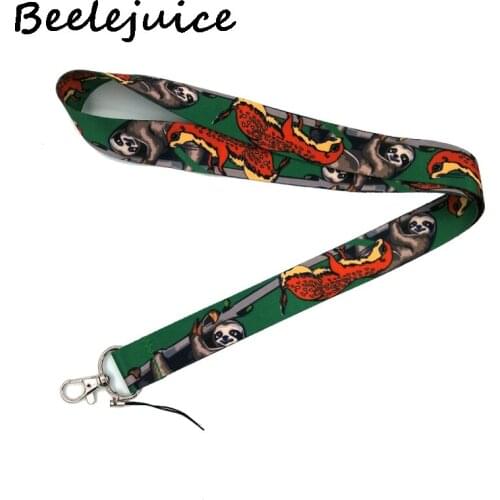 24pcs Lazy sloth animal Neck Lanyard keychain Mobile Phone Strap ID Badge Holder Rope Key Chain Keyrings cosplay Accessory Gift