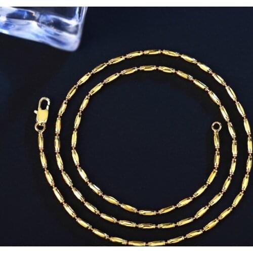 2mm Olive Bead Necklace For Women Simple 50cm Clavicle Chain Gold Color Necklace Choker Colar Necklaces & Pendants Jewelry A127