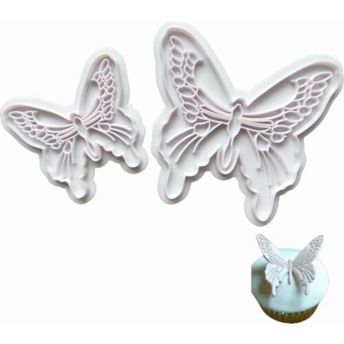 2pcs/set Butterfly Shaped Biscuit Cutting Mold Stamping Die-Cut Printing Mould 3D Cookie Dessert Fondant Baking Decorating Tools