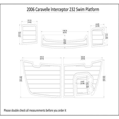 2006 Caravelle lnterceptor 232 Swim Platform Boat EVA Faux Teak Deck Floor Pad