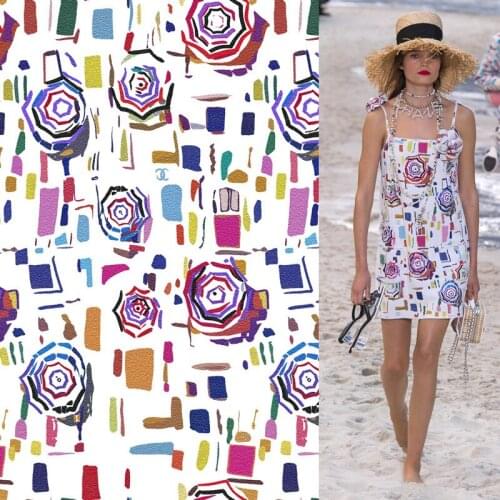 21 European brand star with the same paragraph printed shirt clothing high-definition fabric non-stretch satin factory shop