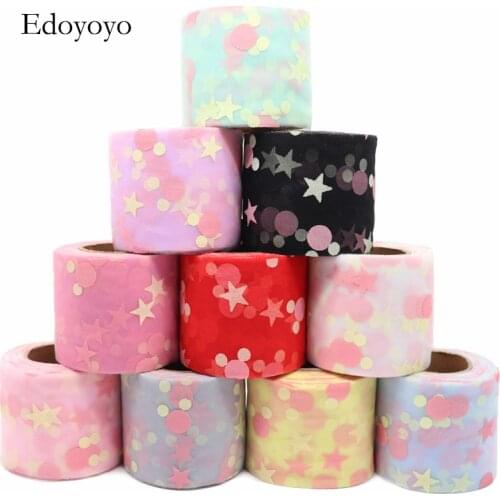 25Yards/roll 6CM Width Star Tulle Roll Organza Baby Shower Party Supplies DIY Hair Bows Handmade Materials Y2020082403
