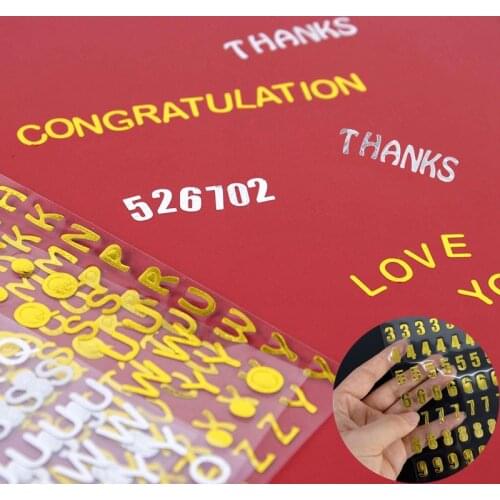 3 Sheets Bronzing Letter Number Sticker Gold Silver Puffy Stickers DIY Scrapbooking Album Hand Book Gift Stationery Decorative