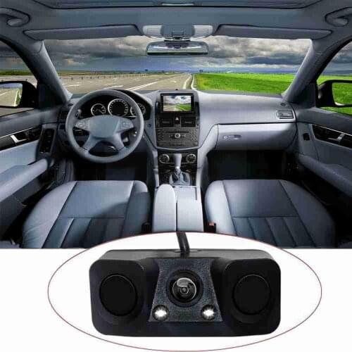 New 3 In 1 Car Parking Sensor Car Reverse Backup Rear View Alarm Buzzer Car Sensors Waterproof Detector Camera Indicator Ca B1K3