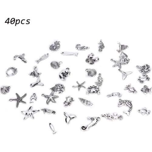 40Pcs Mix Elegant Charms Starfish Antique Making Pendant Fit,Vintage Tibetan Silver,DIY Bracelet Necklace