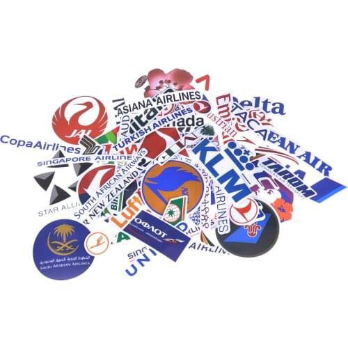 New Style 52Pcs Airline Logo High Quality Stickers Aviation Travel Trip For Suitcase Laptop Decal Fashion DIY Waterproof Sticker