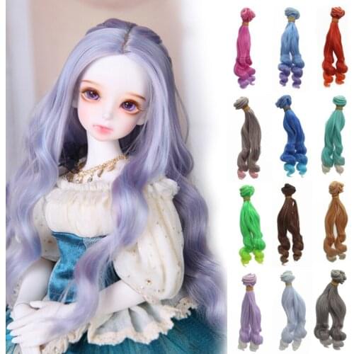 Aidolla Curly Gradient BJD Doll Wig 15*100CM Tress For Dolls Screw Roll Hair High-Temperature Fiber Doll Accessories DIY