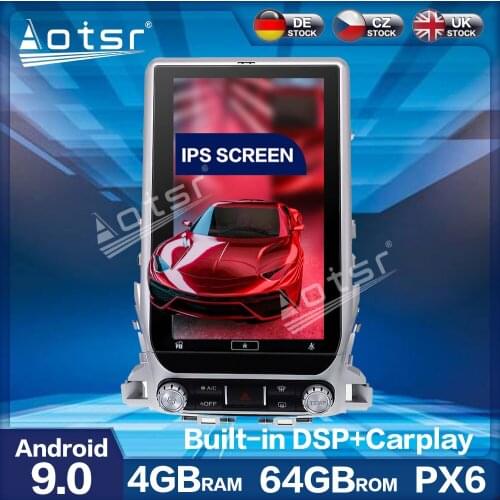 For TOYOTA LAND CRUISER LC200 2016-2019 Aotsr Tesla Style PX6 Android 9.0 Car Radio Player GPS Navigation Auto Stereo Multimedia