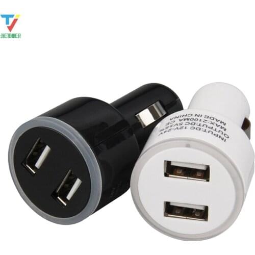 100pcs/lot Fast 2.1a Nipple Style 2 Dual USB Car Charger Adapter LED Light 2USB Black White Fast Charging for IPhone Samsung