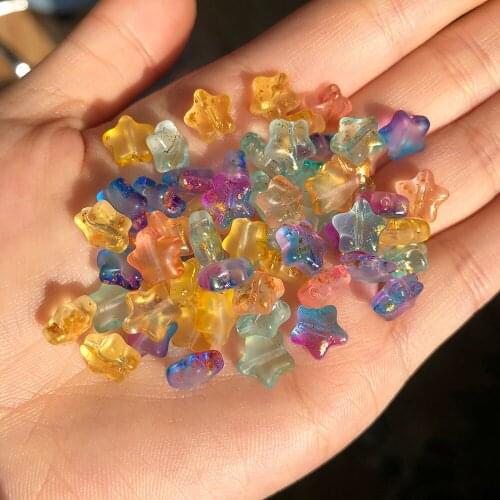 20pcs Star Shape Glass Lampwork Beads Multi Gradient Color Czech Crystal Loose Beads For Jewelry Making Handmade DIY Accessories
