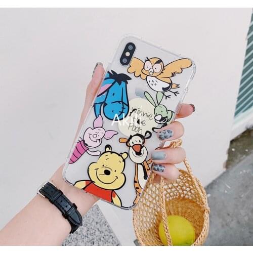 DISNEY Winnie the Pooh Silicone Case for IPhone 11 12Pro Xs Max iPhone SE 2020 6 7 8 Plus Official Liquid Silicon 360 Full Cover