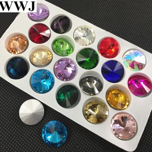 More Colors 6mm/8mm/10mm/12mm/14mm/16mm/18mm Top Quality Round Rivoli Crystal Fancy Stone Beads