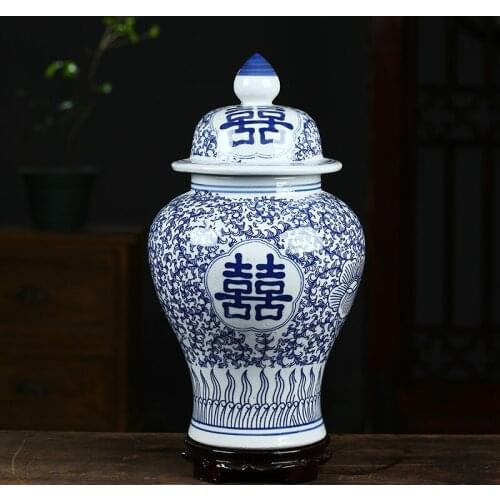 Jingdezhen Porcelain Handmade Blue And White Porcelain temple Jar Tea Storage pot Chinese Style decorative ceramic Ginger jar