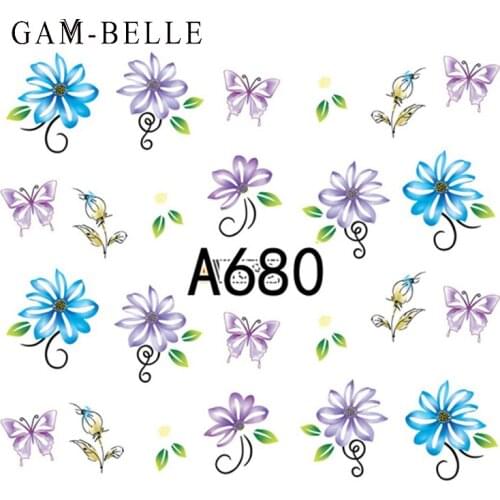 GAM-BELLE 1 Sheet Nail Sticker Mixed Color Flower Feather Designs Decals Nail Art Decoration Decals Water Transfer Manicure Tool